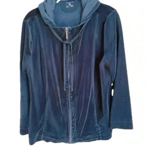 Jones New York sport black velour hoodie XL